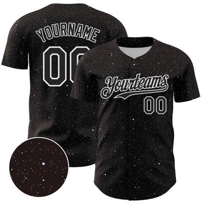 Custom Black White 3D Pattern Design Starry Sky Authentic Baseball Jersey - Sky-Custom