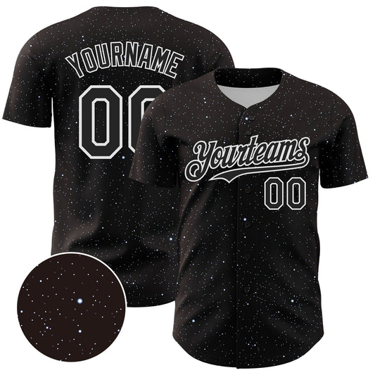 Custom Black White 3D Pattern Design Starry Sky Authentic Baseball Jersey - Sky-Custom