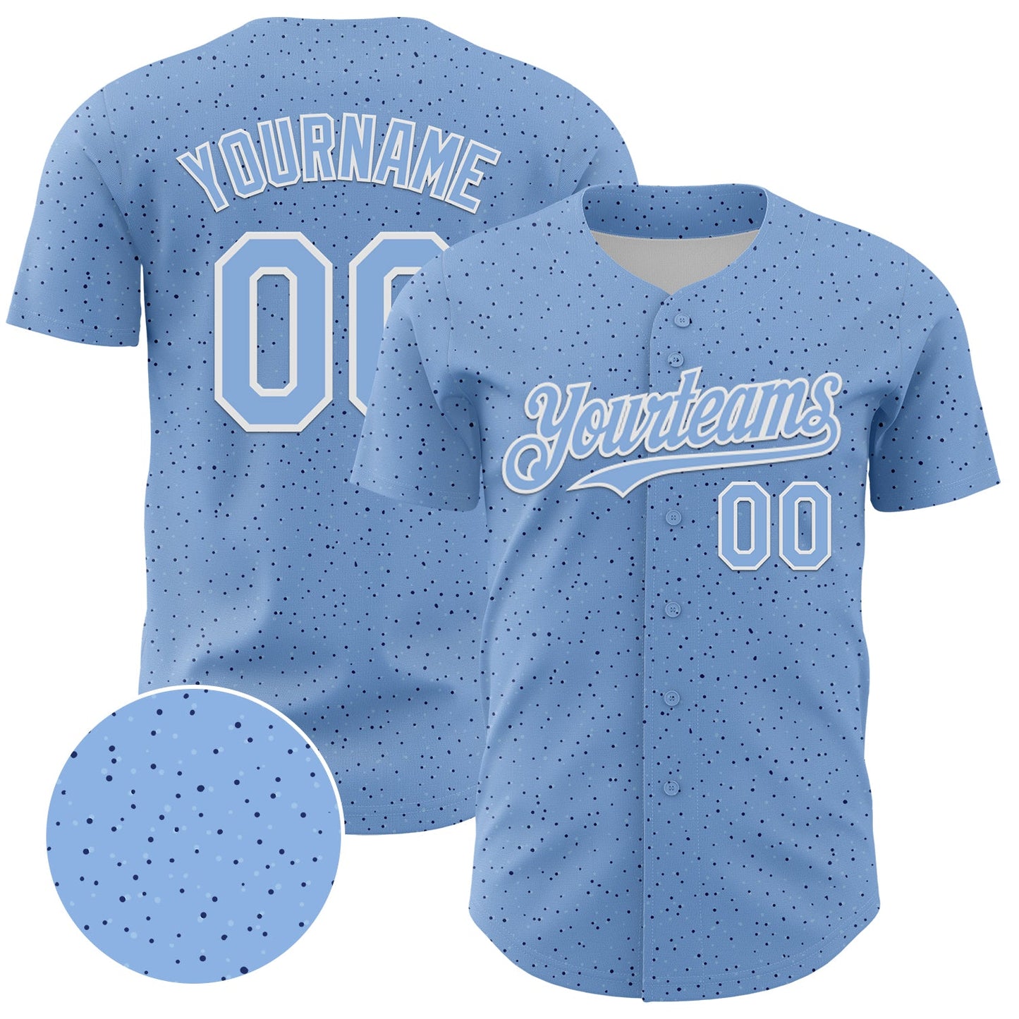 Custom Light Blue White 3D Pattern Design Dots Authentic Baseball Jersey - Sky-Custom