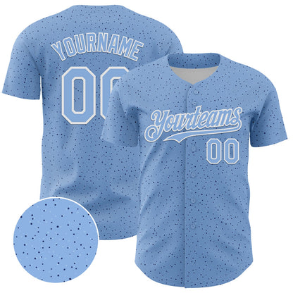 Custom Light Blue White 3D Pattern Design Dots Authentic Baseball Jersey - Sky-Custom