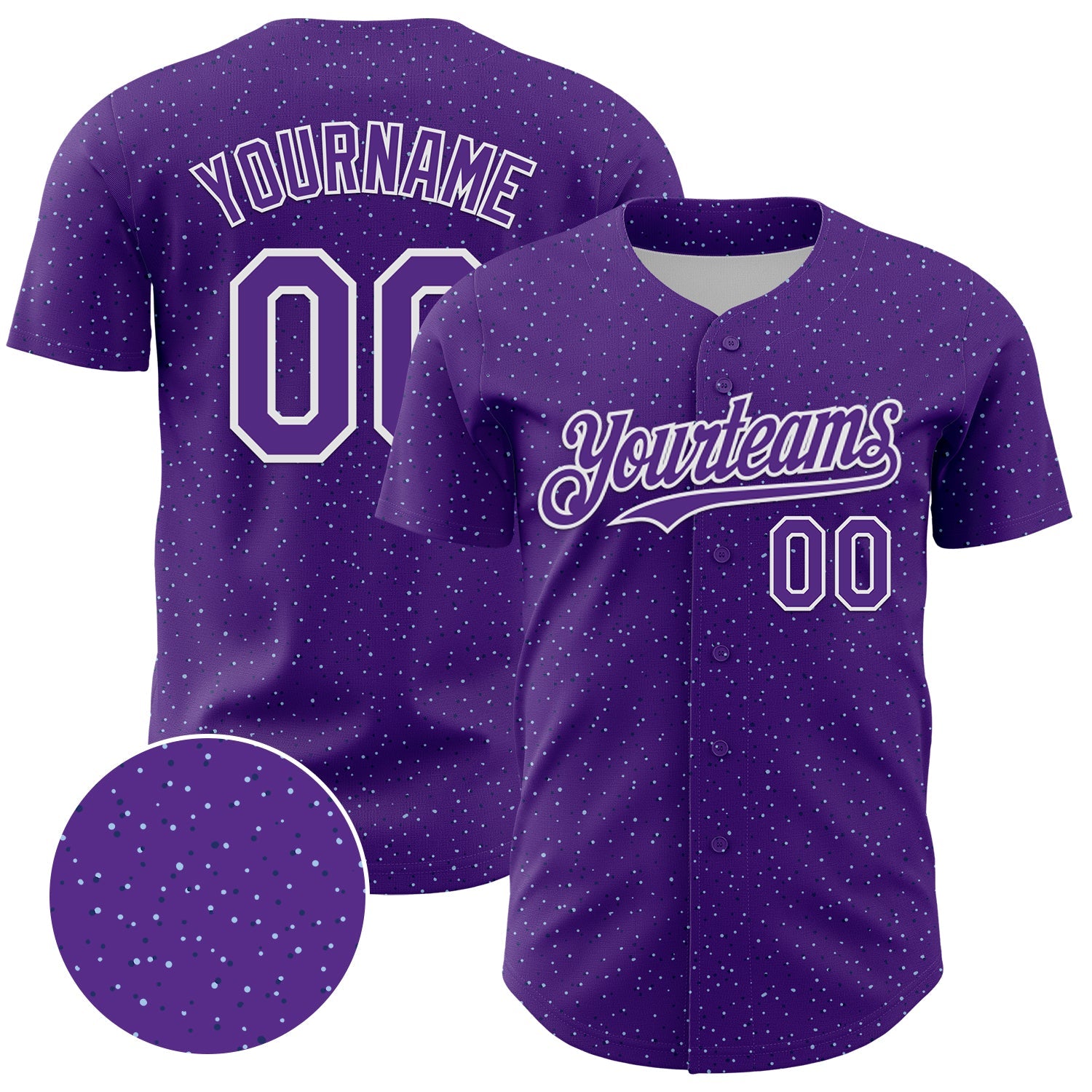 Custom Purple White 3D Pattern Design Dots Authentic Baseball Jersey - Sky-Custom