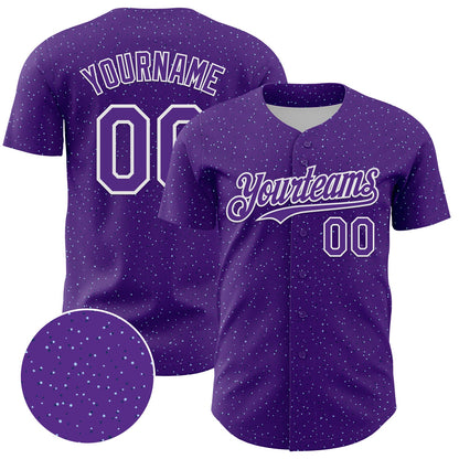 Custom Purple White 3D Pattern Design Dots Authentic Baseball Jersey - Sky-Custom