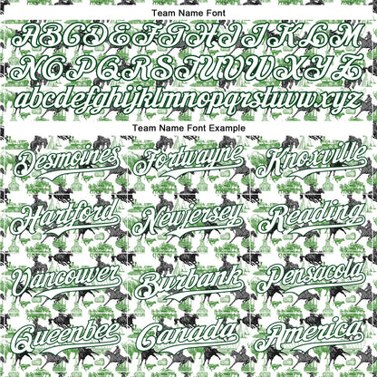 Custom White Green 3D Pattern Design Rodeo Cowboy Authentic Baseball Jersey - Sky-Custom
