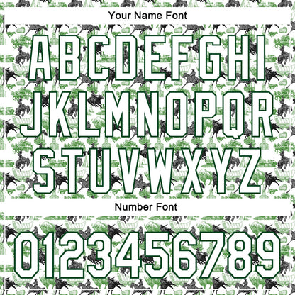 Custom White Green 3D Pattern Design Rodeo Cowboy Authentic Baseball Jersey - Sky-Custom