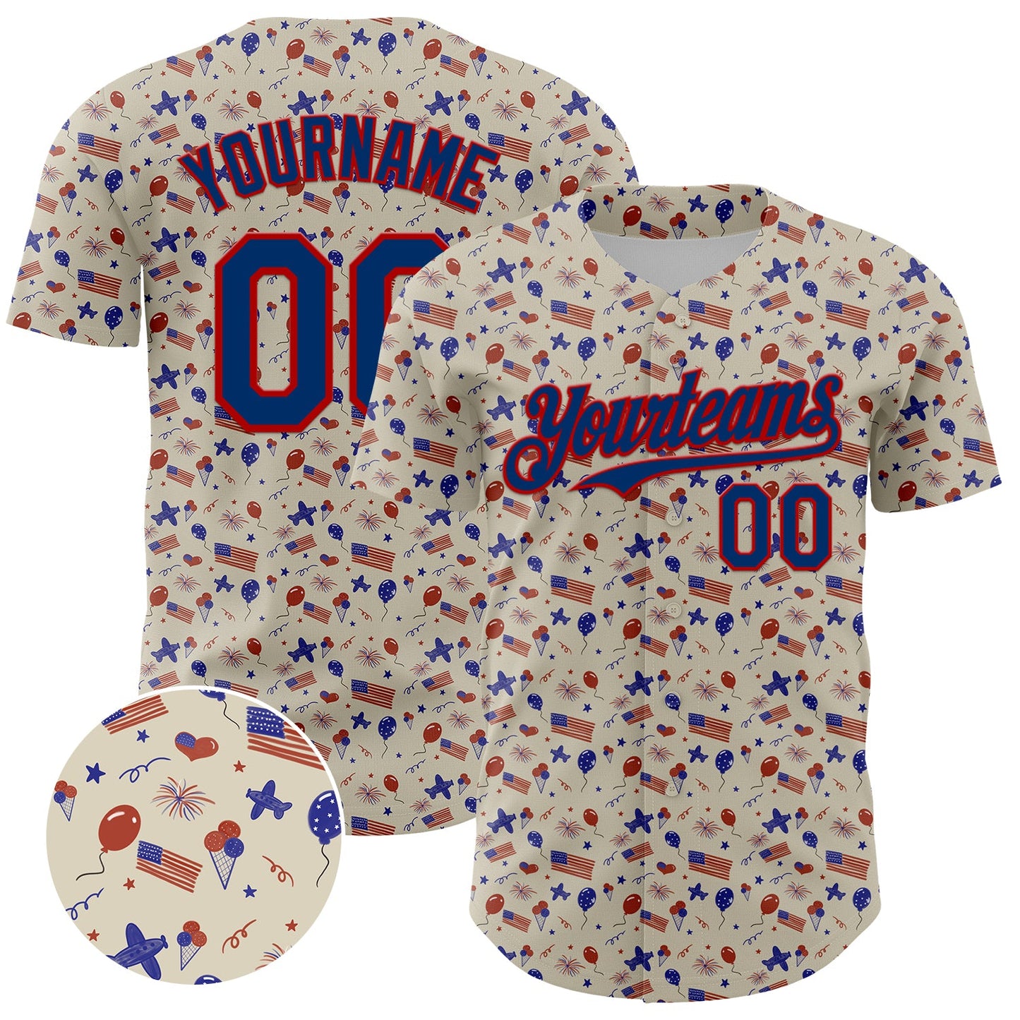 Custom Cream US Navy Blue-Red 3D American Flag Authentic Baseball Jersey - Sky-Custom