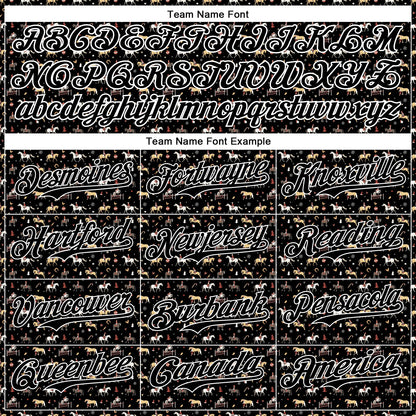 Custom Black White 3D Pattern Design Rodeo Cowboy Authentic Baseball Jersey - Sky-Custom