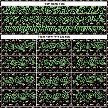 Custom Black Pea Green-White 3D Pattern Design Rodeo Cowboy Authentic Baseball Jersey - Sky-Custom
