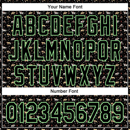 Custom Black Pea Green-White 3D Pattern Design Rodeo Cowboy Authentic Baseball Jersey - Sky-Custom