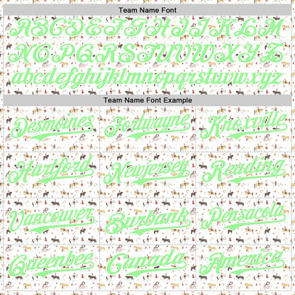 Custom White Pea Green 3D Pattern Design Rodeo Cowboy Authentic Baseball Jersey - Sky-Custom