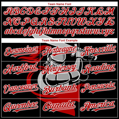 Custom Black Red-White 3D Pattern Design Knight Hero Art Authentic Baseball Jersey - Sky-Custom
