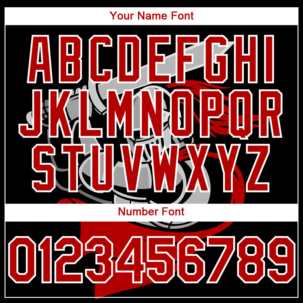 Custom Black Red-White 3D Pattern Design Knight Hero Art Authentic Baseball Jersey - Sky-Custom