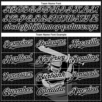 Custom Black White 3D Pattern Design Knight Hero Art Authentic Baseball Jersey - Sky-Custom