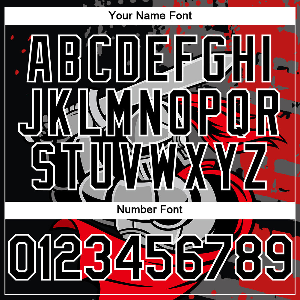 Custom Black Red-White 3D Pattern Design Knight Hero Art Authentic Baseball Jersey - Sky-Custom