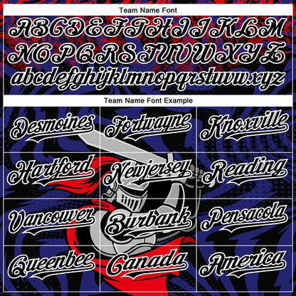 Custom Red Black-Thunder Blue 3D Pattern Design Knight Hero Art Authentic Baseball Jersey - Sky-Custom
