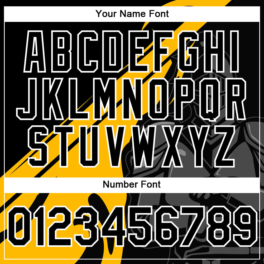 Custom Black Gold-White 3D Pattern Design Knight Hero Art Authentic Baseball Jersey - Sky-Custom