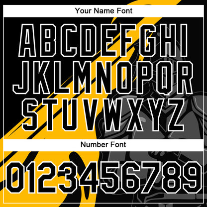 Custom Black Gold-White 3D Pattern Design Knight Hero Art Authentic Baseball Jersey - Sky-Custom