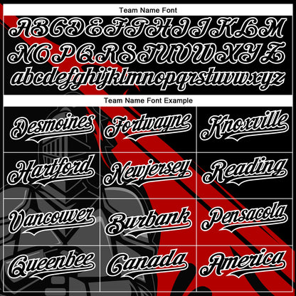 Custom Black Red-Gray 3D Pattern Design Knight Hero Art Authentic Baseball Jersey - Sky-Custom