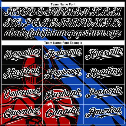 Custom Black Thunder Blue-Red 3D Pattern Design Knight Hero Art Authentic Baseball Jersey - Sky-Custom