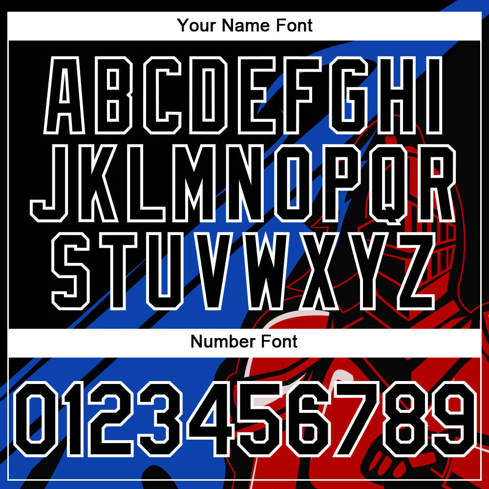 Custom Black Thunder Blue-Red 3D Pattern Design Knight Hero Art Authentic Baseball Jersey - Sky-Custom