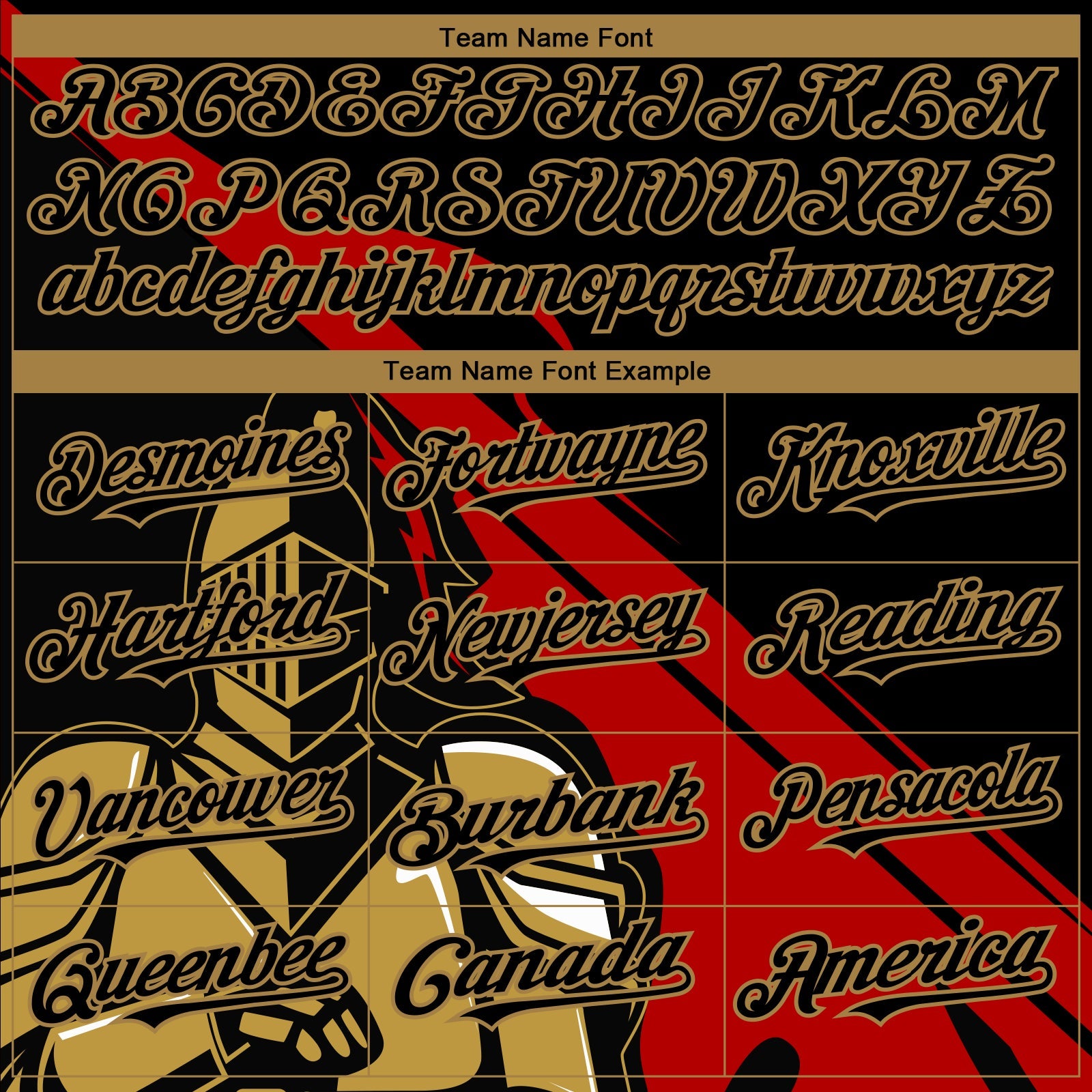 Custom Black Red-Old Gold 3D Pattern Design Knight Hero Art Authentic Baseball Jersey - Sky-Custom