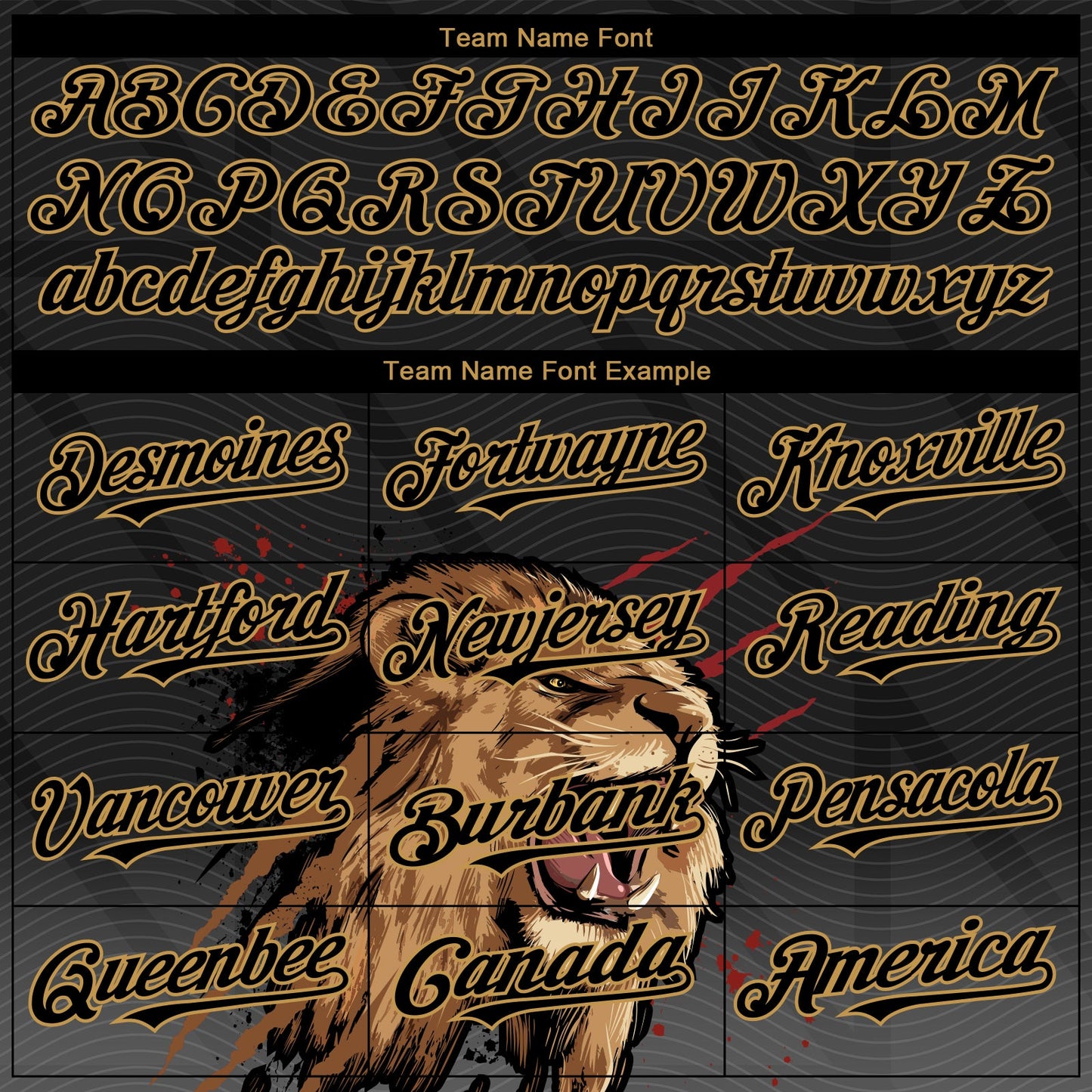 Custom Black Old Gold 3D Pattern Design Animal Lion Authentic Baseball Jersey - Sky-Custom