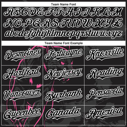 Custom Black Pink-White 3D Pattern Design Animal Panther Authentic Baseball Jersey - Sky-Custom