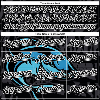Custom Black White 3D Pattern Design Animal Shark Authentic Baseball Jersey - Sky-Custom