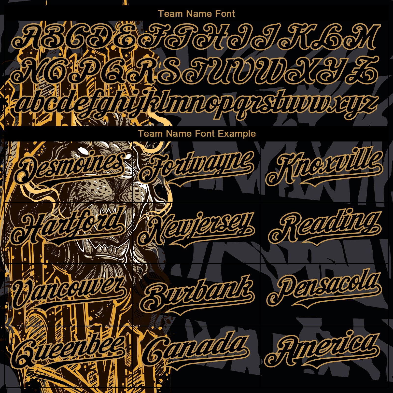 Custom Black Old Gold 3D Pattern Design Animal Lion Authentic Baseball Jersey - Sky-Custom