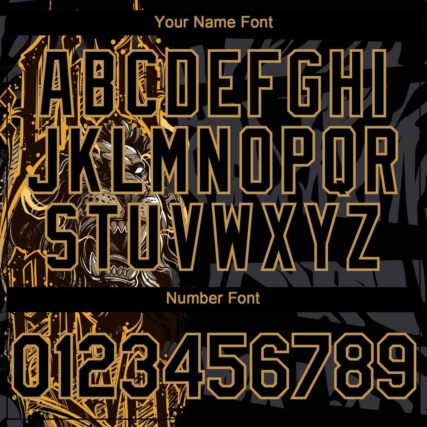 Custom Black Old Gold 3D Pattern Design Animal Lion Authentic Baseball Jersey - Sky-Custom