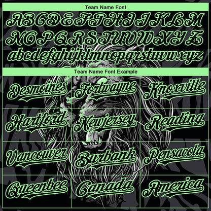 Custom Black Pea Green 3D Pattern Design Animal Lion Authentic Baseball Jersey - Sky-Custom