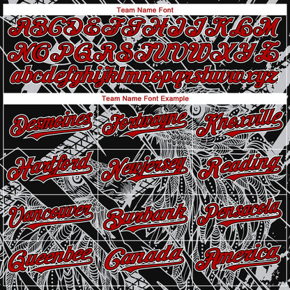 Custom Black Red-White 3D Pattern Design Animal Eagle Authentic Baseball Jersey - Sky-Custom