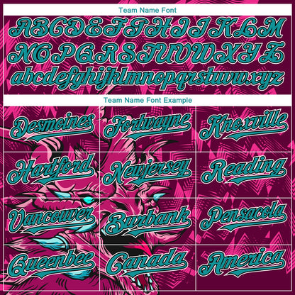 Custom Crimson Teal-Black 3D Pattern Design Animal Dragon Authentic Baseball Jersey - Sky-Custom