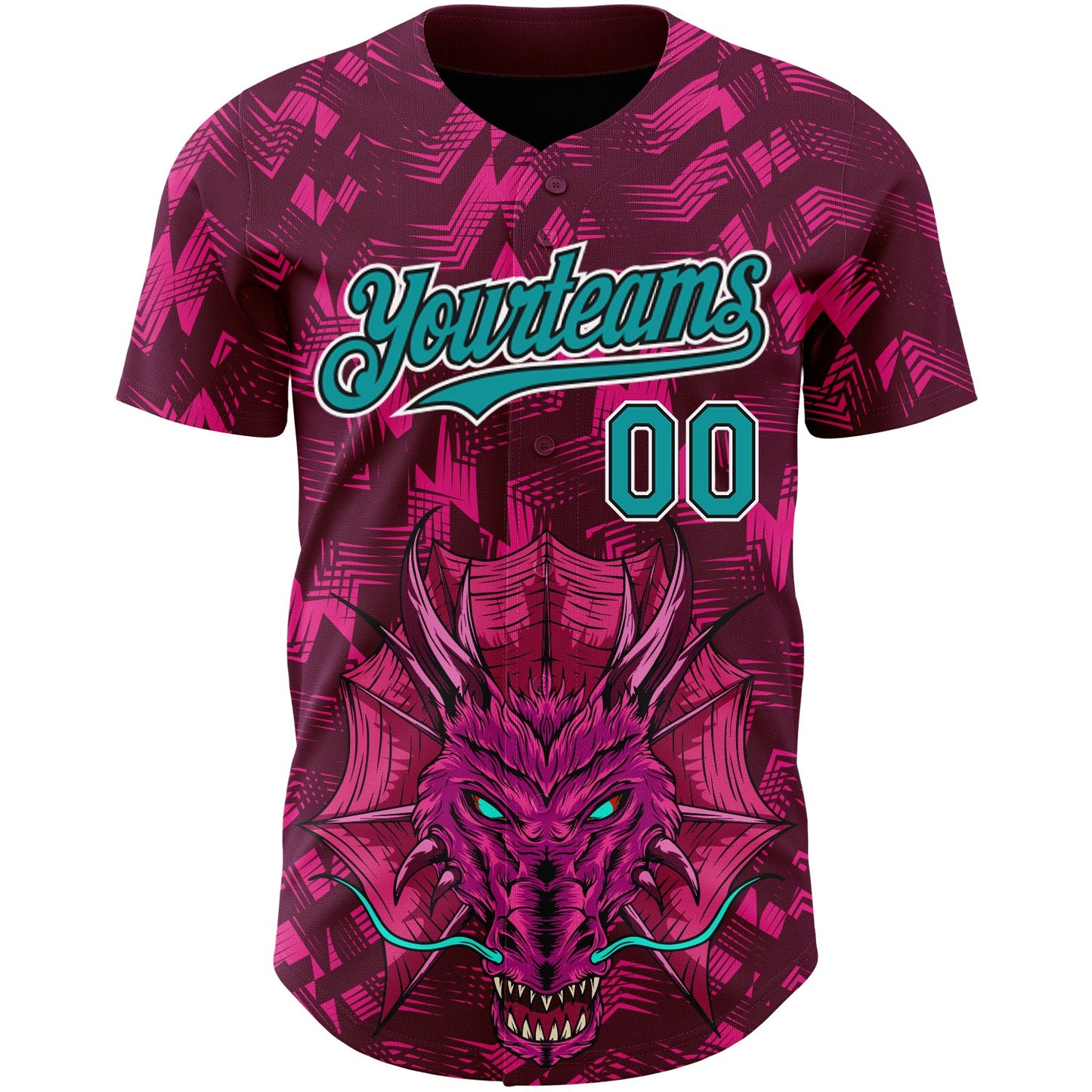Custom Crimson Teal-Black 3D Pattern Design Animal Dragon Authentic Baseball Jersey - Sky-Custom