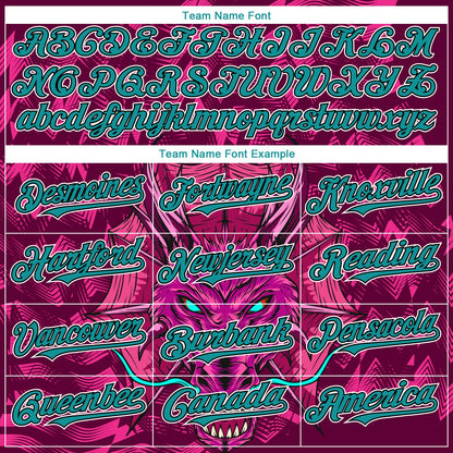 Custom Crimson Teal-Black 3D Pattern Design Animal Dragon Authentic Baseball Jersey - Sky-Custom