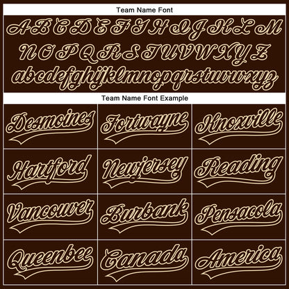 Custom Brown Cream 3D Pattern Design Football Skull Helmet Authentic Baseball Jersey - Sky-Custom