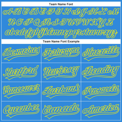 Custom Electric Blue Light Yellow 3D Pattern Design Champion Trophy Authentic Baseball Jersey - Sky-Custom