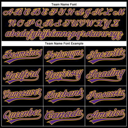 Custom Black Purple-Yellow 3D Pattern Halloween Skull Authentic Baseball Jersey - Sky-Custom