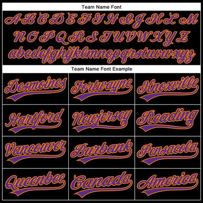 Custom Black Purple-Bay Orange 3D Pattern Halloween Skull Authentic Baseball Jersey - Sky-Custom