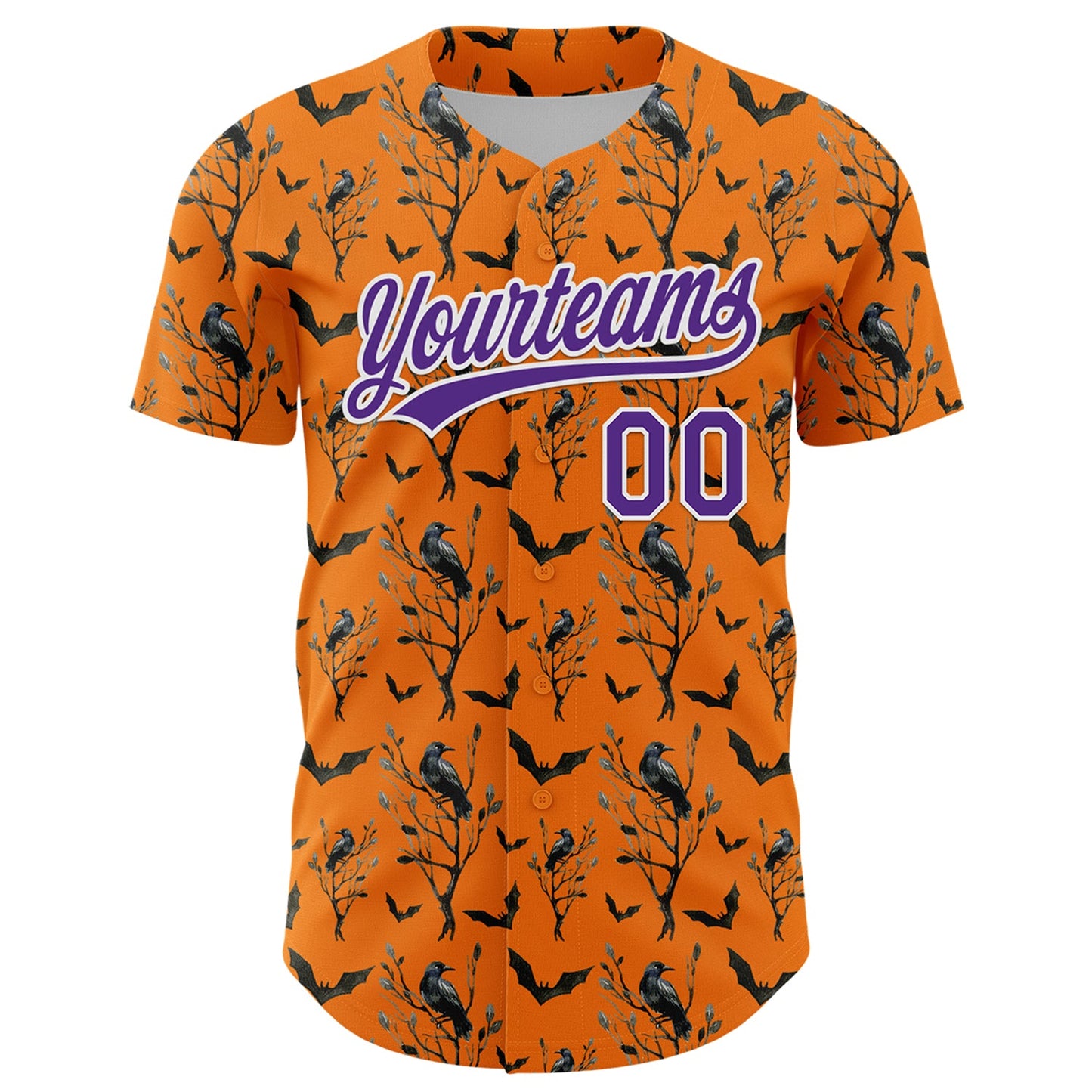 Custom Bay Orange Purple-White 3D Pattern Halloween Authentic Baseball Jersey - Sky-Custom
