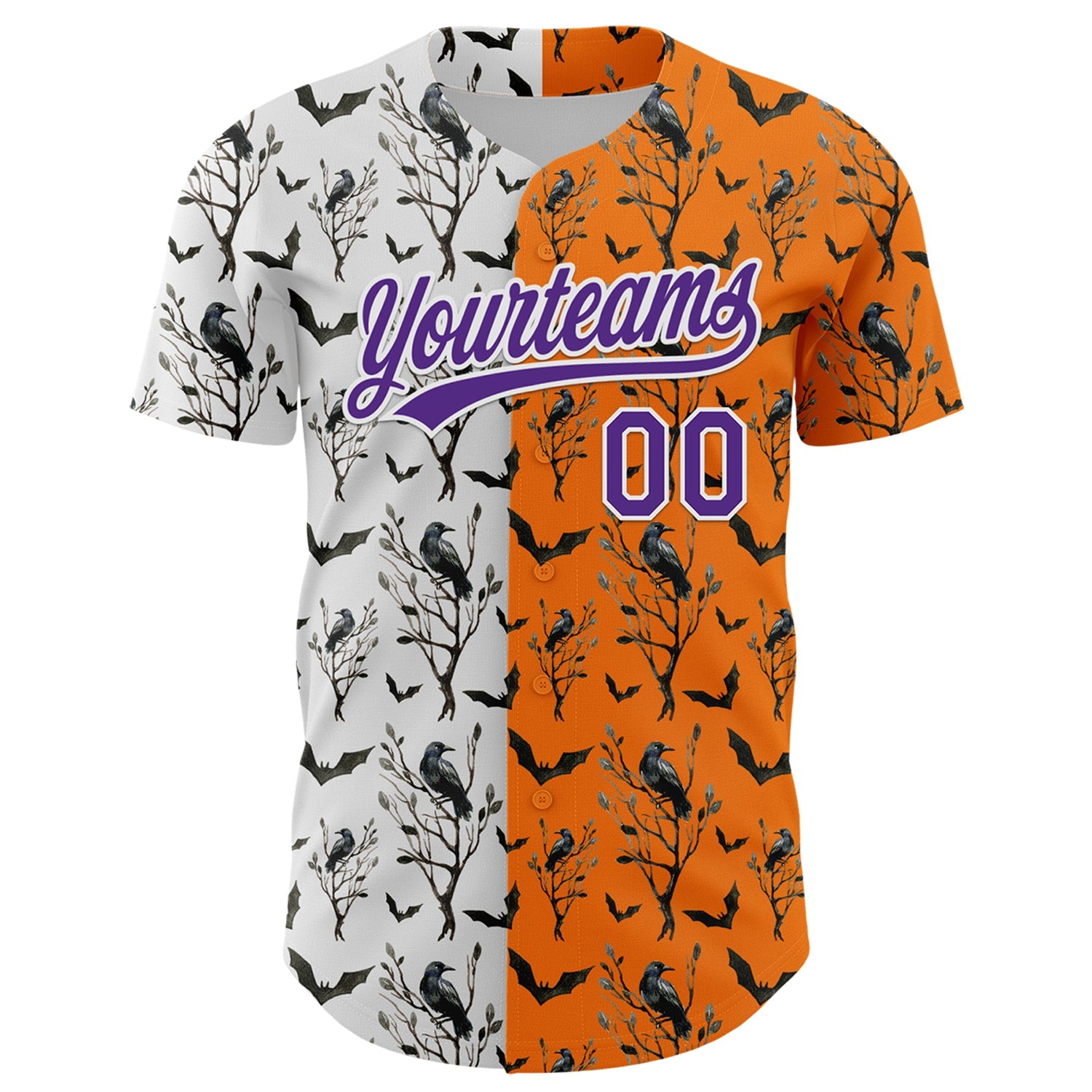Custom Bay Orange Purple-White 3D Pattern Halloween Authentic Baseball Jersey - Sky-Custom