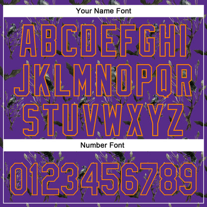 Custom Purple Bay Orange 3D Pattern Halloween Authentic Baseball Jersey - Sky-Custom