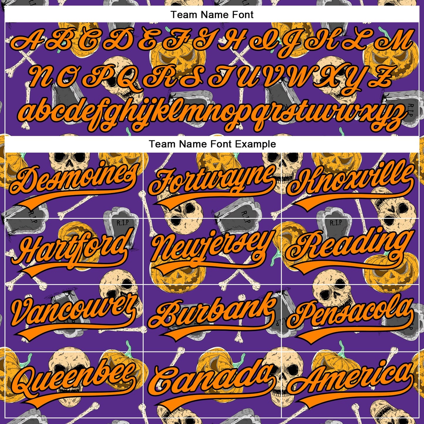 Custom Purple Bay Orange-Black 3D Pattern Halloween Skull Authentic Baseball Jersey - Sky-Custom
