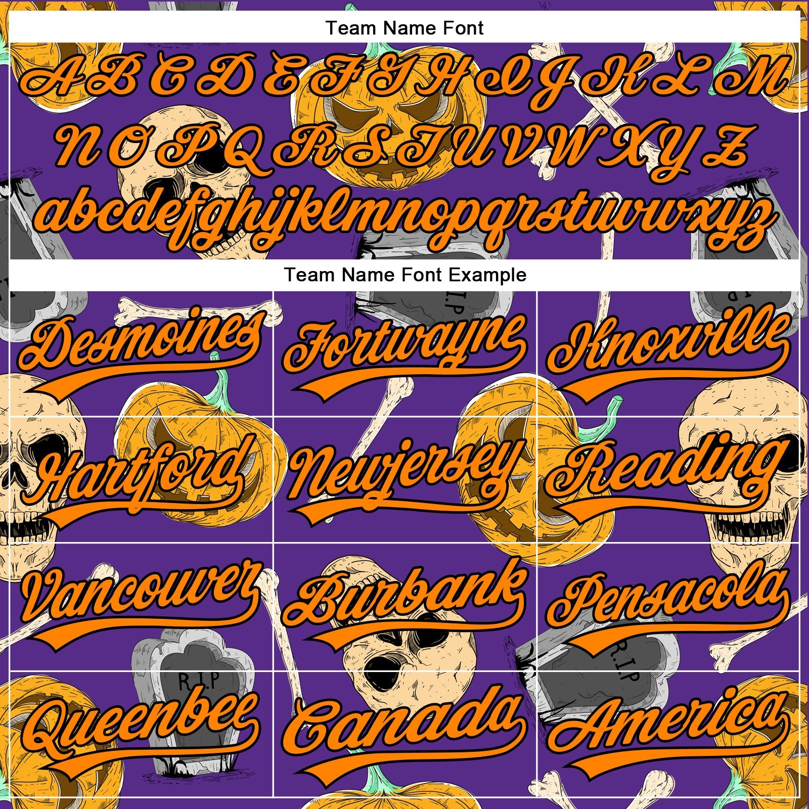 Custom Purple Bay Orange-Black 3D Pattern Halloween Skull Authentic Baseball Jersey - Sky-Custom