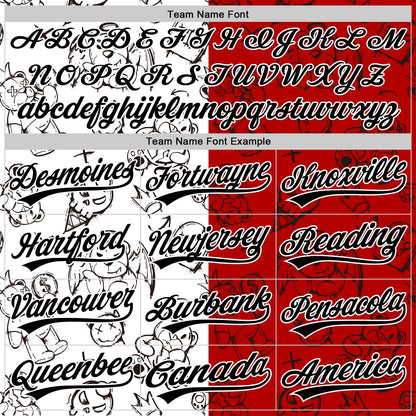 Custom Red Black-White 3D Pattern Halloween Authentic Baseball Jersey - Sky-Custom