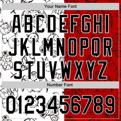 Custom Red Black-White 3D Pattern Halloween Authentic Baseball Jersey - Sky-Custom