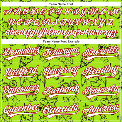 Custom Neon Green White-Red 3D Pattern Halloween Authentic Baseball Jersey - Sky-Custom