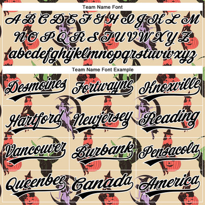 Custom City Cream Black-White 3D Pattern Halloween Authentic Baseball Jersey - Sky-Custom