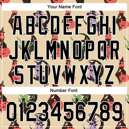 Custom City Cream Black-White 3D Pattern Halloween Authentic Baseball Jersey - Sky-Custom