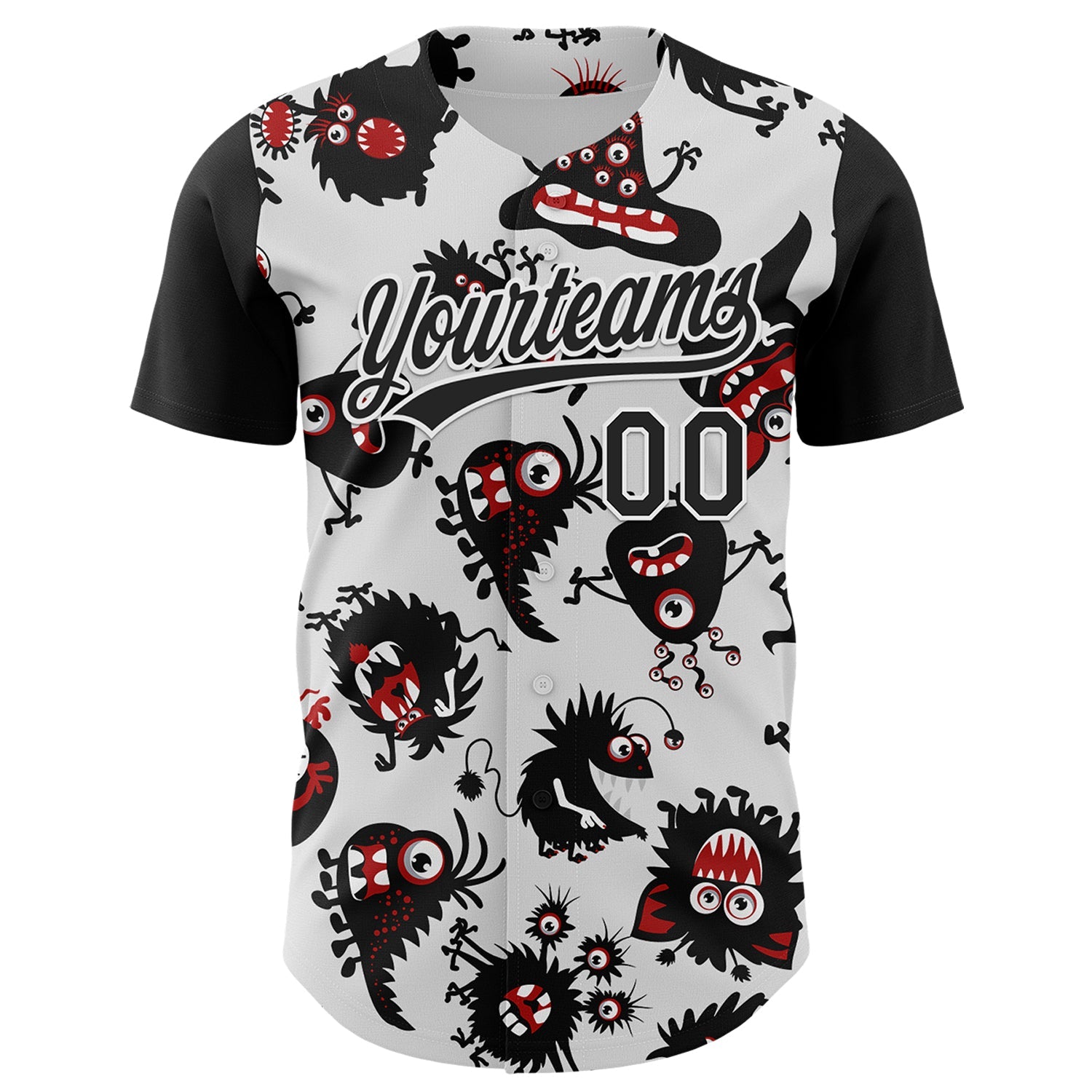 Custom White Black 3D Pattern Halloween Authentic Baseball Jersey - Sky-Custom