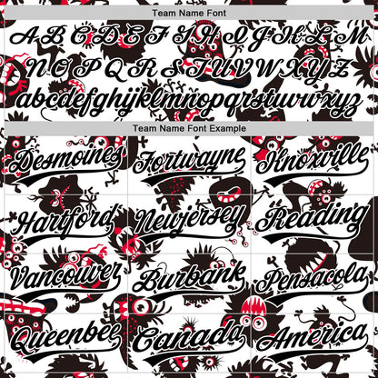Custom White Black 3D Pattern Halloween Authentic Baseball Jersey - Sky-Custom